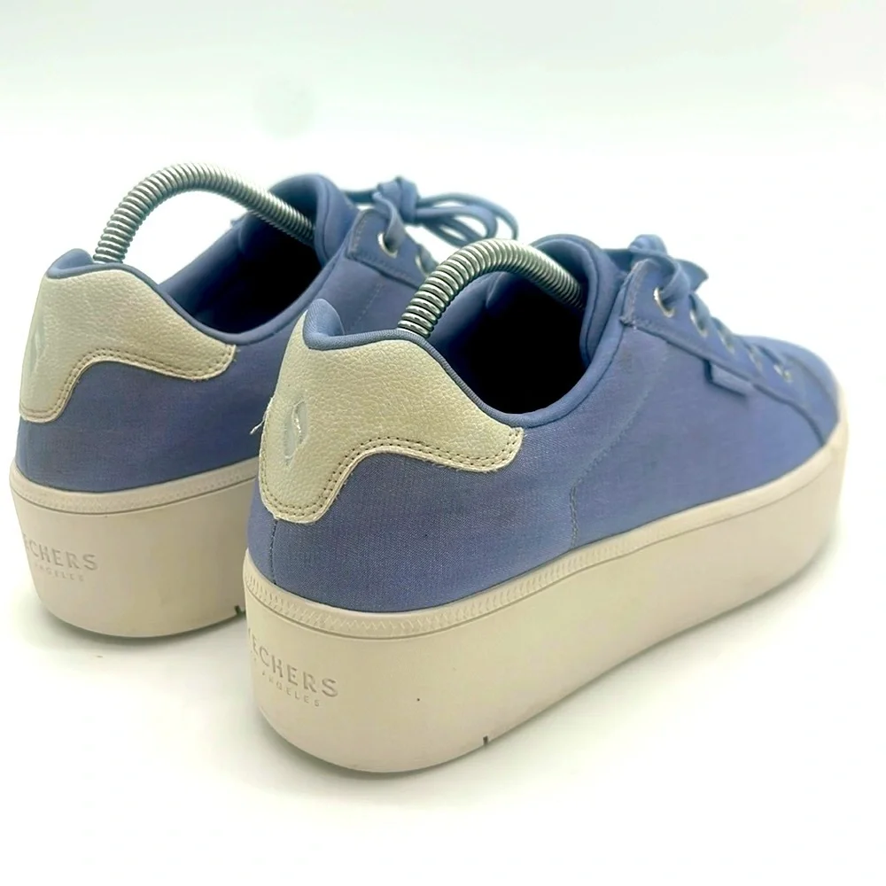 Skechers Plateau Vegan Chambray Lace Up Platform Periwinkle Womens Size 10